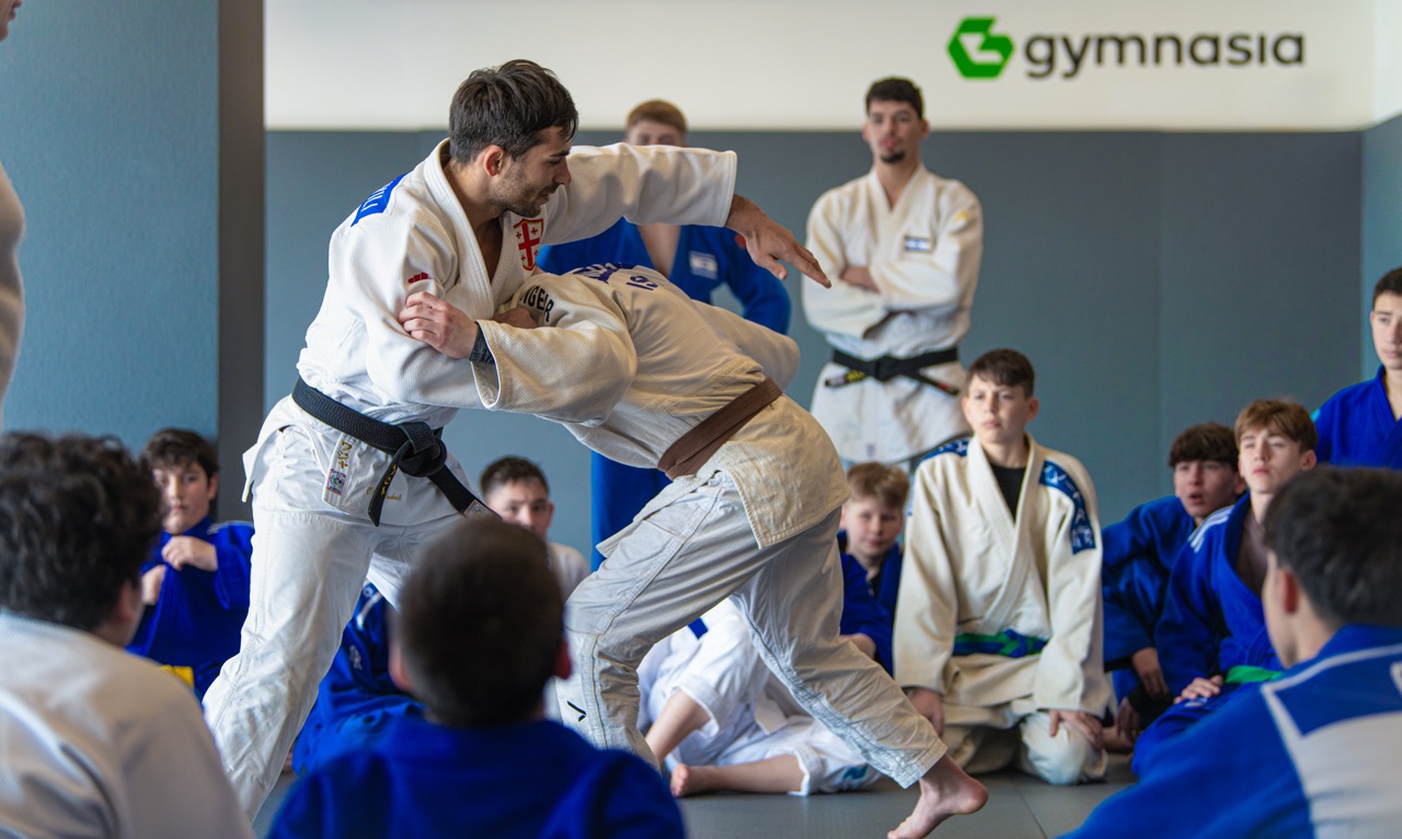 Archive judo instruction session on indoor mats